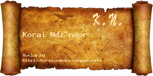 Korai Nándor névjegykártya