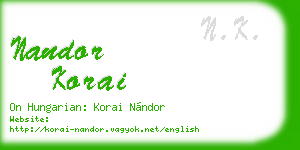 nandor korai business card